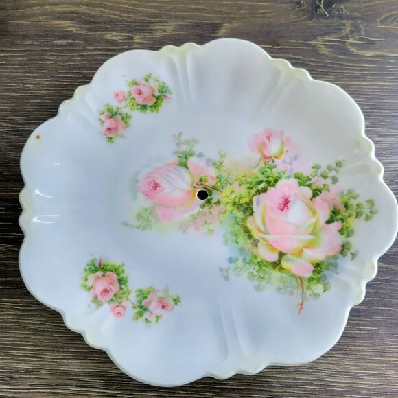 Vintage Mismatched Shabby Chic 2-Tiered Dessert Stand Hand-Painted Floral - Picture 6 of 16